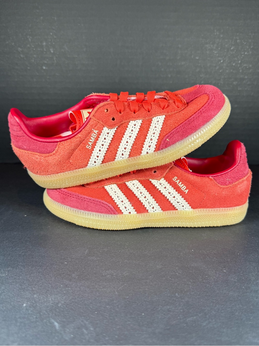 adidas Kids Samba hearts of love Suede Sneakers in Red and Pink size 11K